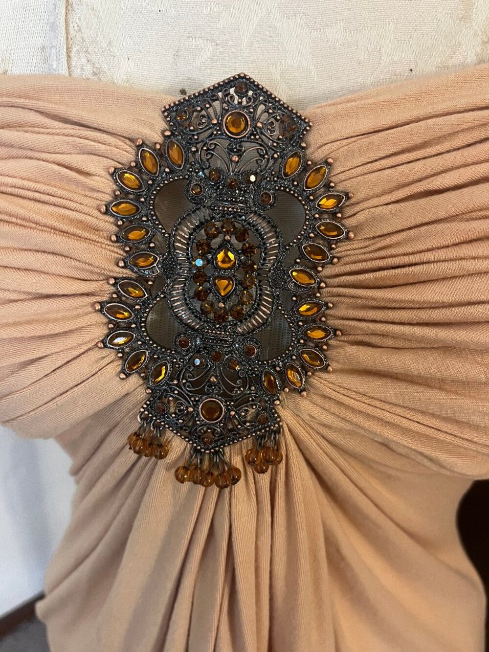 Y2K era Sky Top Strapless Jeweled Draped Top Size M - Picture 4 of 13